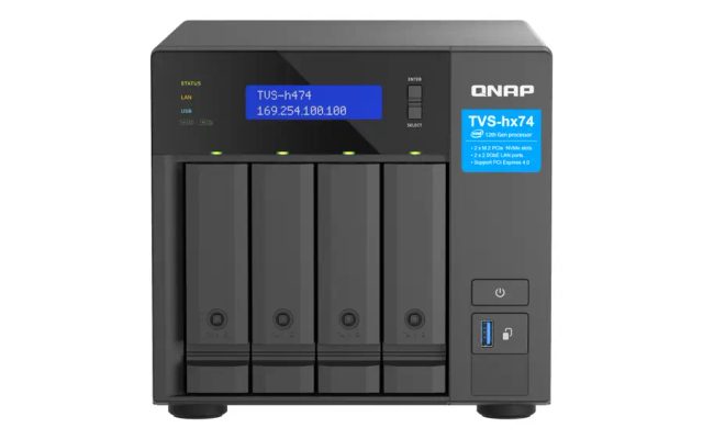 QNAP TVS-H474 NAS Tower Intel® Pentium® G7400 8 GB DDR4 0 TB QuTS hero Black