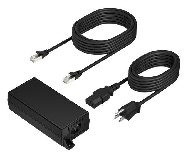 HP Poly PoE++ 65W 2.5G Adapter with 3.66m CAT6A Cable and Power Cord Black