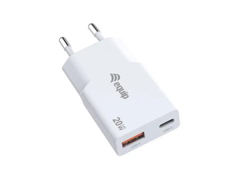 Equip 2-Port 20W GaN Slim USB PD Charger, USB-C x1, USB-A x1