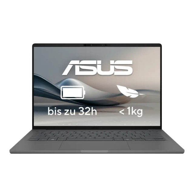 ASUS Zenbook A14 UX3407QA-QD496W Copilot+ PC Snapdragon X1-26-100 Laptop 35.6 cm (14") WUXGA 32 GB LPDDR5x-SDRAM 1 TB SSD Wi-Fi 6E (802.11ax) Windows 11 Home German Grey