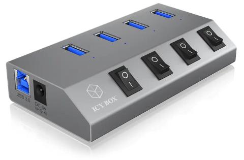 ICY BOX IB-HUB1405 USB 3.2 Gen 1 (3.1 Gen 1) Type-B 5000 Mbit/s Anthracite