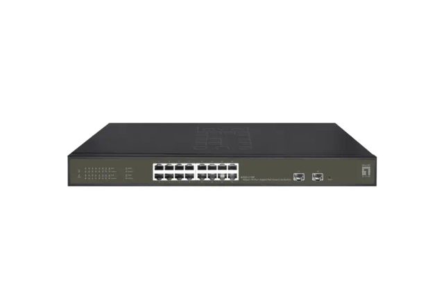LevelOne Hilbert 18-Port Gigabit PoE Smart Lite Switch, 16 PoE Outputs, 2 x Gigabit SFP, 802.3at/af PoE, 230W PoE Power Budget