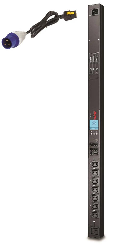 APC Rack PDU 2G, Switched, ZeroU, 16A, 230V, (7) C13 & (1) C19, IEC309 Cord