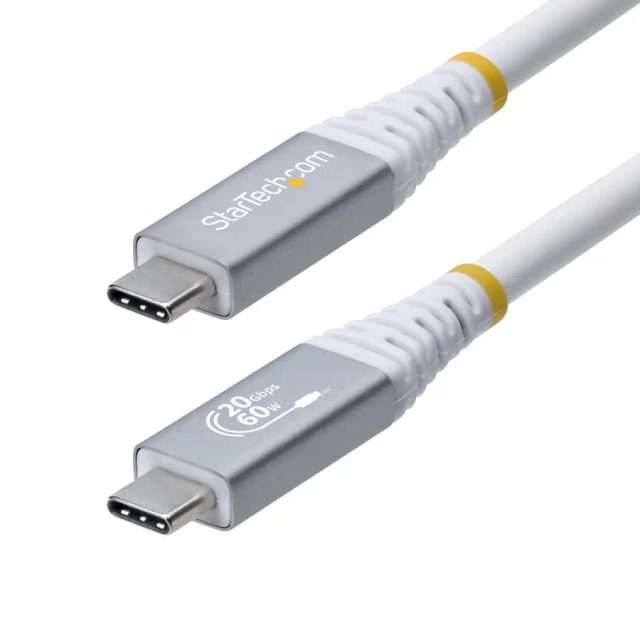 StarTech.com 3m (10ft) USB4 Cable, 20Gbps, USB-IF Certified USB-C Cable, 60W PD, 4K 120Hz DP 1.4, TPE Jacket, White USB-C Cord