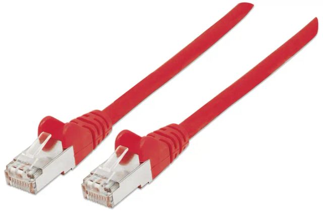 Intellinet Network Patch Cable, Cat6, 0.5m, Red, Copper, S/FTP, LSOH / LSZH, PVC, RJ45, Gold Plated Contacts, Snagless, Booted, Lifetime Warranty