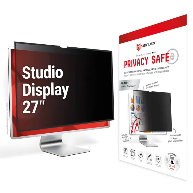 Displex PRIVACY SAFE removable 2-way privacy filter for Studio Display 27"