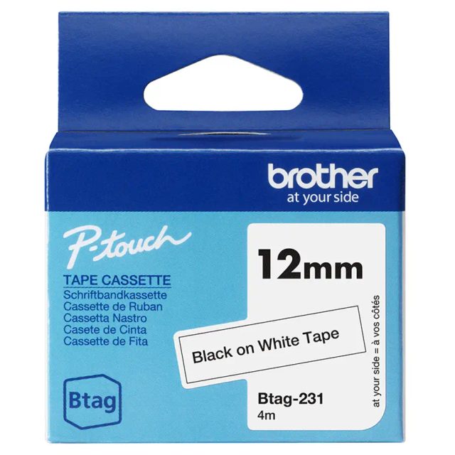 Brother BTAG-231 label-making tape Black on white