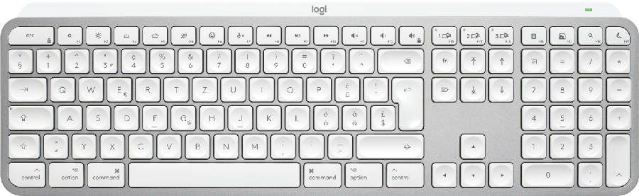 Logitech MX Keys S for Mac keyboard Office RF Wireless + Bluetooth QWERTZ Swiss Aluminium, White