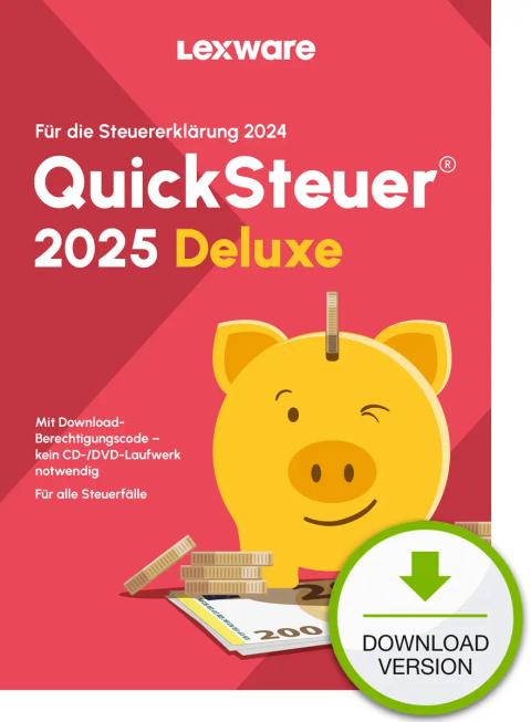 Lexware QuickSteuer Deluxe 2025 Download Tax returning 1 license(s)