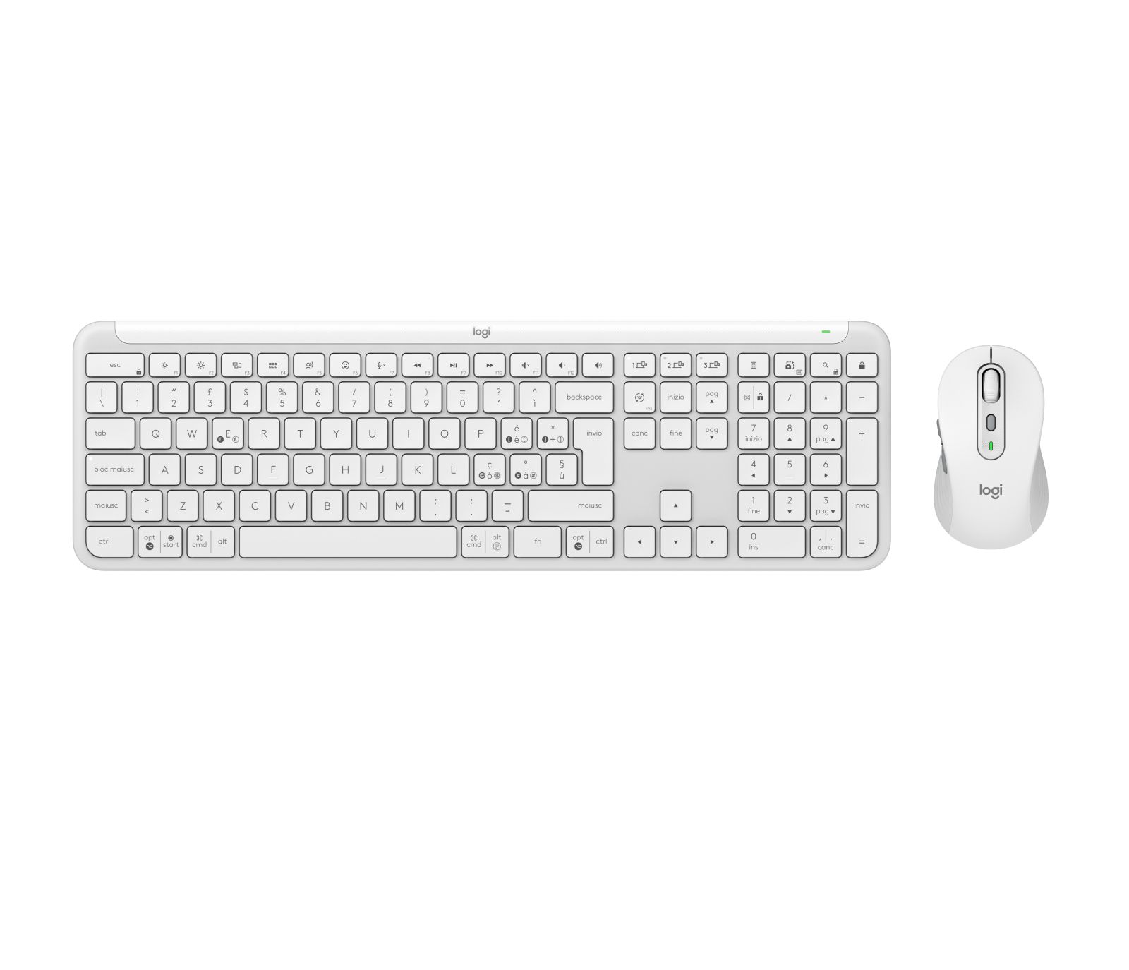 Logitech 920-012597 keyboard Mouse included Office RF Wireless + Bluetooth QWERTY Italian White