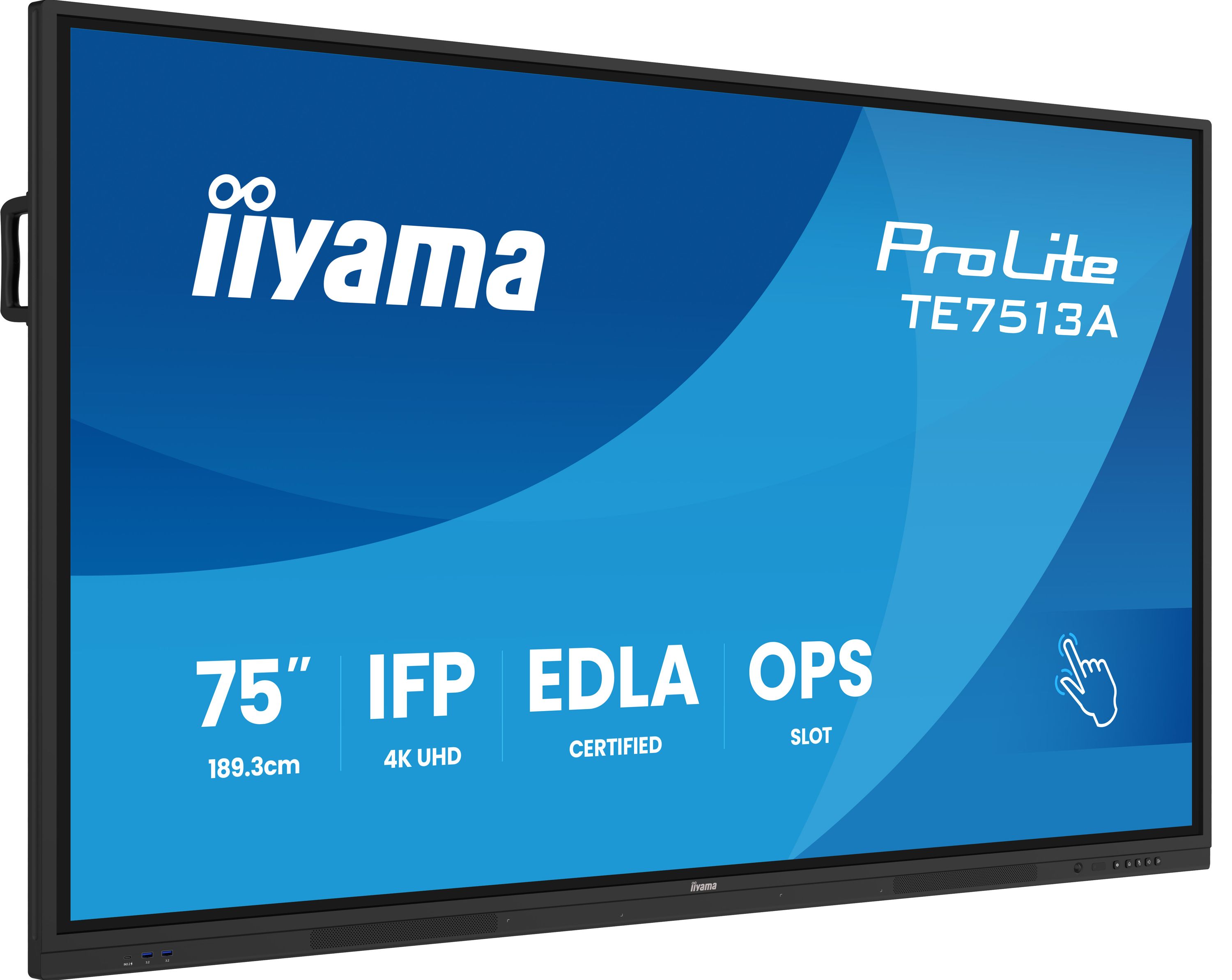 iiyama TE7513A-B2AG Signage Display Interactive flat panel 190.5 cm (75") Wi-Fi 500 cd/m² 4K Ultra HD Black Touchscreen Built-in processor Android 24/7