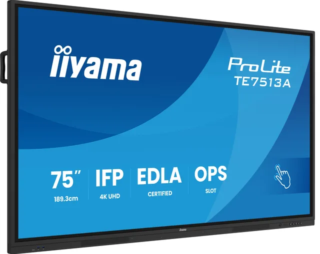 iiyama TE7513A-B2AG Signage Display Interactive flat panel 190.5 cm (75") Wi-Fi 500 cd/m² 4K Ultra HD Black Touchscreen Built-in processor Android 24/7