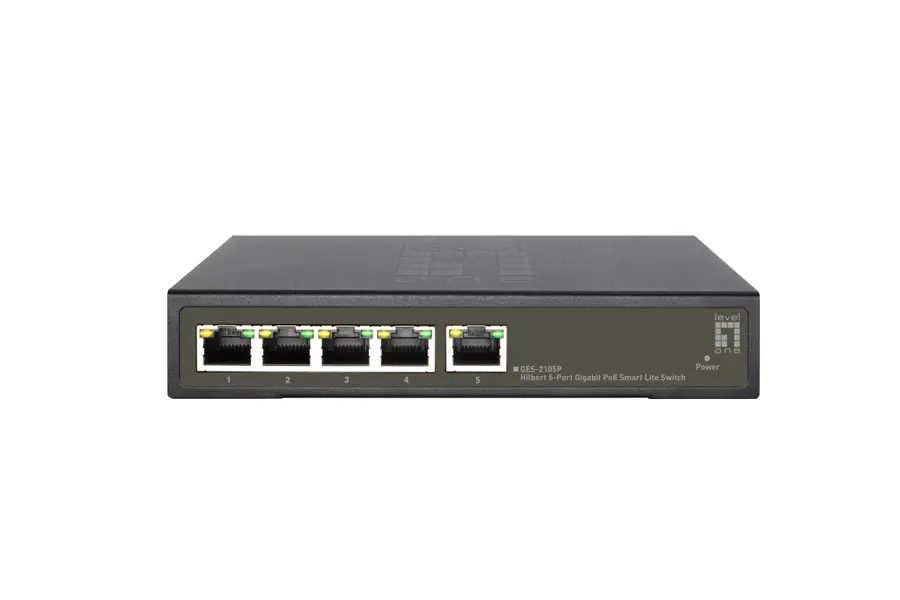 LevelOne Hilbert 5-Port Gigabit PoE Smart Lite Switch, 802.3at/af PoE, 4 PoE Outputs, 60W PoE Power Budget