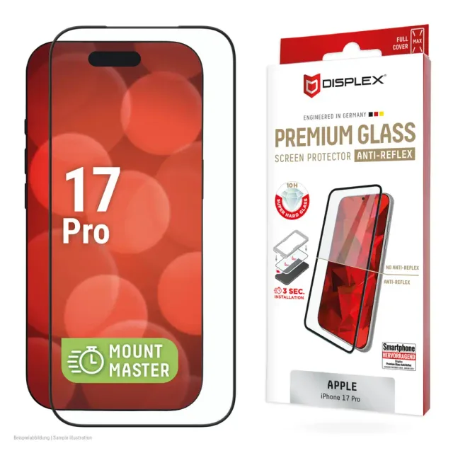 Displex Premium Screen Protector (Full Cover, 10H) for Apple iPhone 17 Pro, Full Cover