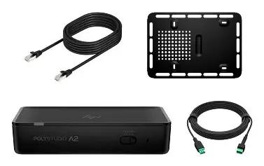 HP Poly Studio A2 Audio Bridge w/ CAT6A and Mic Extension Cable and Mounting Plate TAA Black