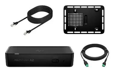 HP Poly Studio A2 Audio Bridge w/ CAT6A and Mic Extension Cable and Mounting Plate TAA Black