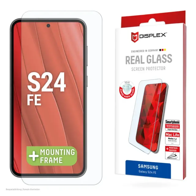 Displex Screen Protector (10H) for Samsung Galaxy S24 FE, Eco Mounting Frame, scratch resistant