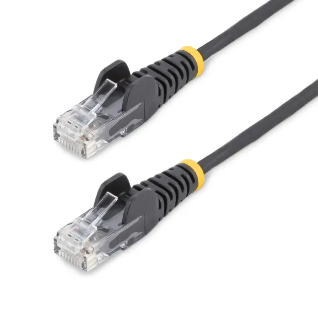 StarTech.com 25cm Black Slim CAT6 Ethernet Cable, Snagless, 100W PoE, UTP, LSZH, 28AWG Pure Bare Copper Wire, Slim RJ45 Network Patch Cord w/Strain Reliefs, Individually Tested