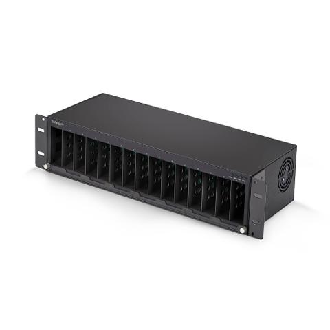 StarTech.com 15-Slot Unmanaged Media Converter Chassis for MCM Media Converter Series, Full Power Isolation, Active Cooling, 19in Rackmount, TAA Compliant