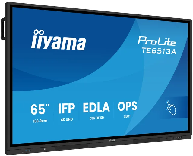 iiyama TE6513A-B2AG Signage Display Interactive flat panel 163.8 cm (64.5") Wi-Fi 500 cd/m² 4K Ultra HD Black Touchscreen Built-in processor Android 24/7