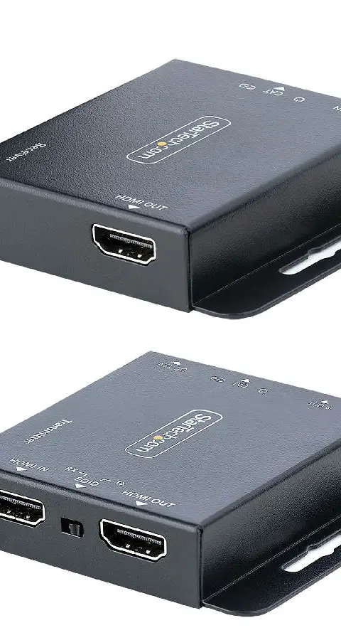 StarTech.com 4K HDMI Extender over CAT6/CAT5 Ethernet Cable, 4K 30Hz or 1080p 60Hz Video Extender, HDMI over Ethernet Cable, HDMI Transmitter and Receiver Kit, IR Remote Control
