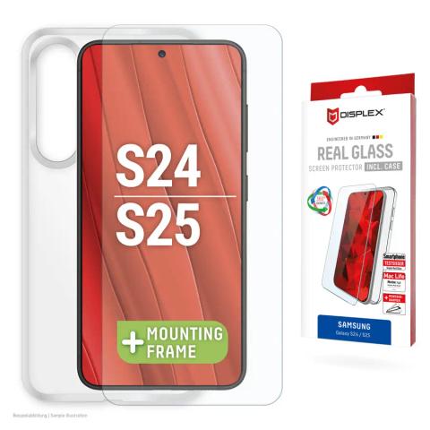 Displex Screen Protector + Case for Samsung Galaxy S24/S25, Eco Mounting Frame, scratch resistant