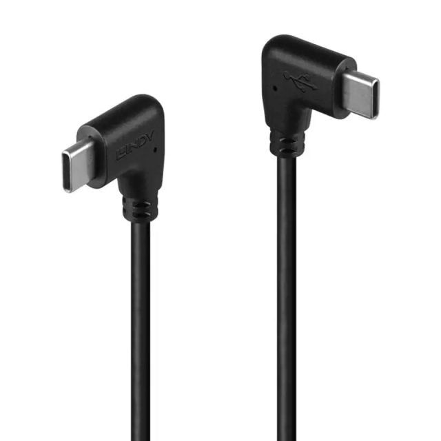 Lindy 1m USB 2.0 Right-Angled USB-C to Right-Angled USB-C Cable