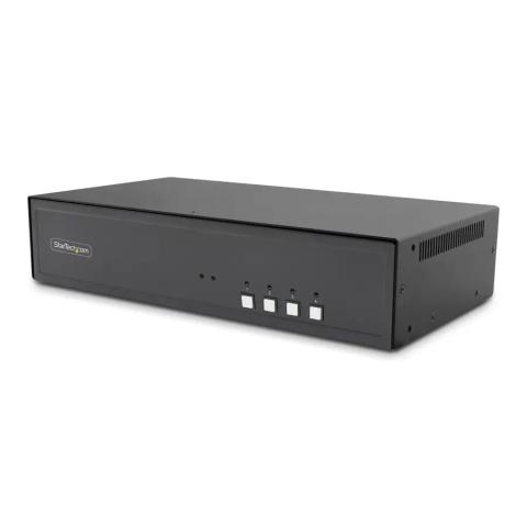 StarTech.com Secure 4-Port Dual-Monitor KVM Switch, HDMI or DisplayPort, 4K 60Hz, NIAP 4.0 Desktop KVM, Metal Housing, CAC Port, Made in the USA