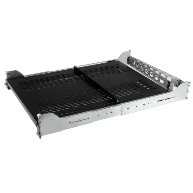 StarTech.com 2U Vented Sliding Server Rack Shelf w/ Cable Management Arm - 27.6 to 31.6in Adjustable Mounting Depth - 125lb - 19” Server Tray Shelf for Equipment Rack - 24in Deep