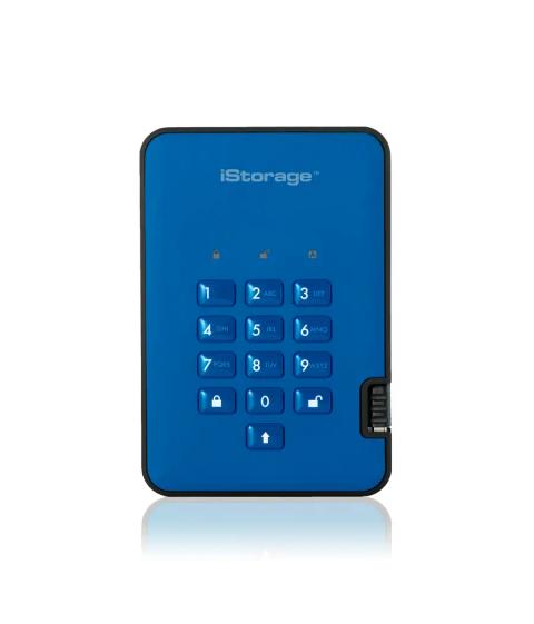 iStorage diskAshur² HDD 4TB Blue | Secure Portable Hard Drive | AES-XTS 256-bit Hardware Encryption | PIN protected | OS & Platform Independent | TAA Compliant|Brute force hack defence | Dust/Water Resistant