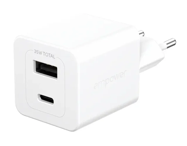 PanzerGlass empower™ by ® Turbo 35W Charger incl. USB-C + USB-A | EU Plug | Silver White Smartphone AC Fast charging Indoor