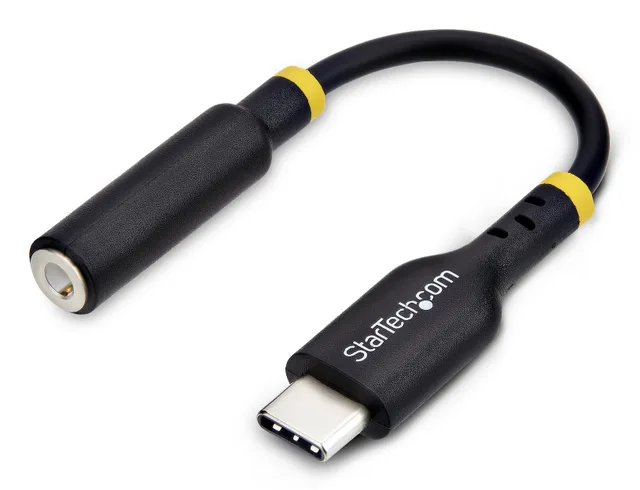 StarTech.com 5in (12.7cm) USB-C to 3.5mm TRRS Headphone/Headset Jack Audio Adapter, USB Type-C Aux Dongle, 32-bit DAC, Supports USB-C/Thunderbolt, Laptop/Phone/Tablet
