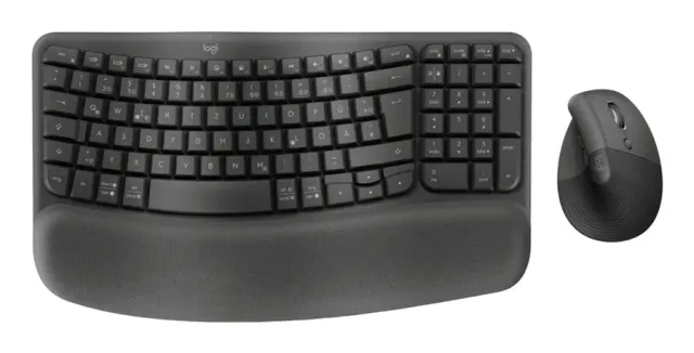 Logitech Wave Keys and Lift Combo keyboard Mouse included Universal Bluetooth QWERTZ German Graphite