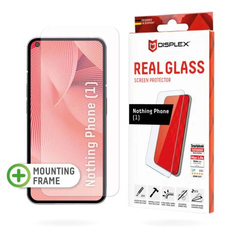 Displex Screen Protector (10H) for Phone (1), Eco Mounting Frame, Tempered Glass, scratch resistant protective film, case friendly