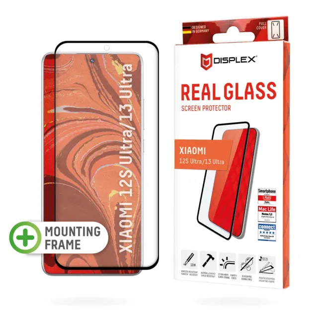 Displex Full Cover Screen Protector (10H) for Xiaomi 12S Ultra, 13 Ultra, Eco Mounting Frame, Full Cover