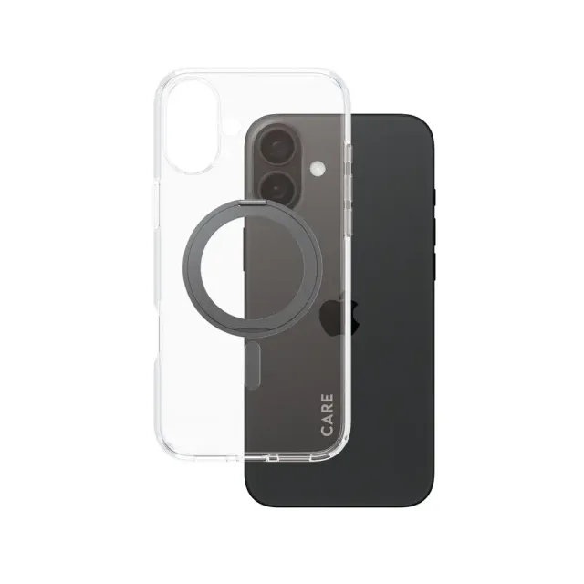 PanzerGlass CARE™ by ® Case Transparent w. Black Kickstand & MagSafe iPhone 16 Plus