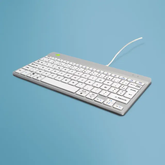 R-Go Tools Ergonomic keyboard R-Go Compact Break, compact keyboard with break software, AZERTY (FR), wired, white