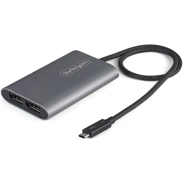 StarTech.com Thunderbolt to Dual DisplayPort Adapter DP 1.4, Dual 4K 60Hz or Single 8K/5K Thunderbolt to DP Converter, 2x DisplayPort Monitor Video Display Adapter - Mac & Windows