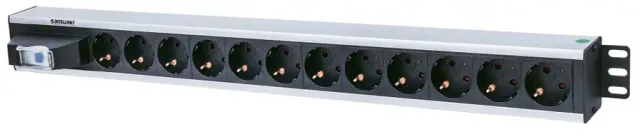 Intellinet Vertical Rackmount 12-Output Power Distribution Unit (PDU), EU CEE 7/3 Outlets, With Single Air Switch, No Surge Protection, Built-in 1.6m Power Cord with EU CEE 7/4 Plug