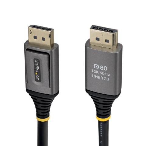 StarTech.com 50cm DisplayPort 2.1 Cable, VESA Certified DP80 DisplayPort Cable, Uncompressed 10K/8K 60Hz, 16K 60Hz/8K 240Hz w/DSC 1.2a, DP 2.1 Monitor Cord