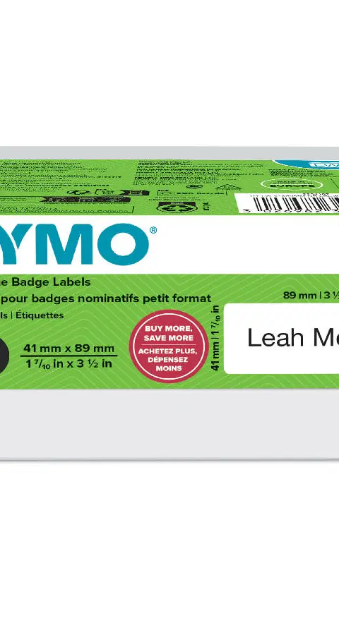 DYMO Authentic LabelWriter Small Name Badge Labels | 41 mm x 89 mm | Self-Adhesive | 6 Rolls of 300 Easy-Peel Labels (1,800 Count) | for LabelWriter Label Makers | Made in Europe