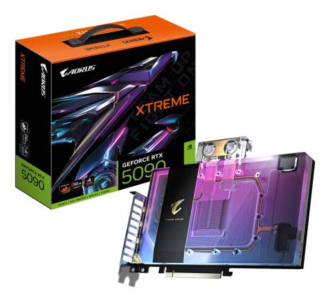 GIGABYTE AORUS GeForce RTX 5090 XTREME WATERFORCE WB 32G Graphics Card - 32GB GDDR7, 512bit, PCI-E 5.0, 2655MHz Core Clock, 3 x DP 2.1a, 1 x HDMI 2.1b, NVIDIA DLSS 4, GV-N5090AORUSX WB-32GD