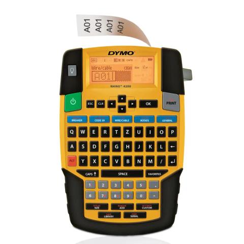 DYMO RHINO 4200 Industrial Label Maker | QWERTZ Keyboard & Time-Saving Hot Keys | Durable Label Printer for Job Sites and Heavy-Duty Labelling Jobs