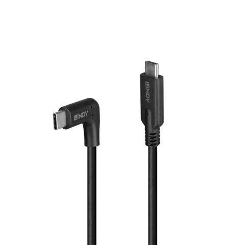 Lindy 1m USB 3.2 Type C Cable, 90° Right Angle, 10Gbps