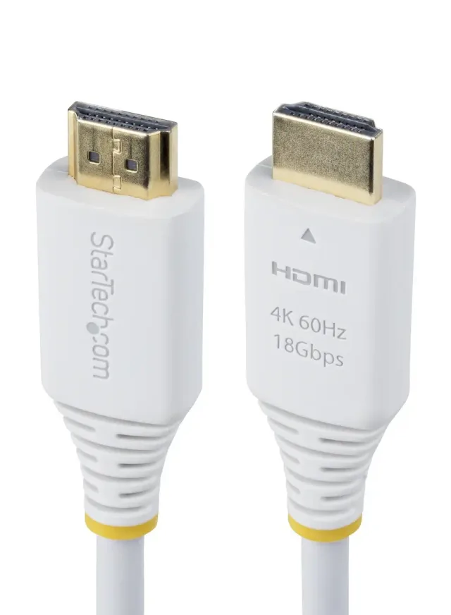 StarTech.com 6ft (1.8m) Premium Certified High Speed HDMI Cable, 4K 60Hz/1440p 144Hz, HDR10/HDCP 2.2/ARC, 18Gbps, UHD HDMI 2.0 Cord for TV/Monitor/Display, TPE Jacket, White