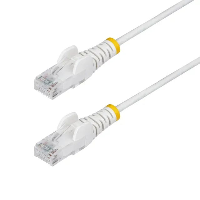 StarTech.com 15m White Slim CAT6 Ethernet Cable, Snagless, 100W PoE, UTP, LSZH, 28AWG Pure Bare Copper Wire, Slim RJ45 Network Patch Cord w/Strain Reliefs, Individually Tested