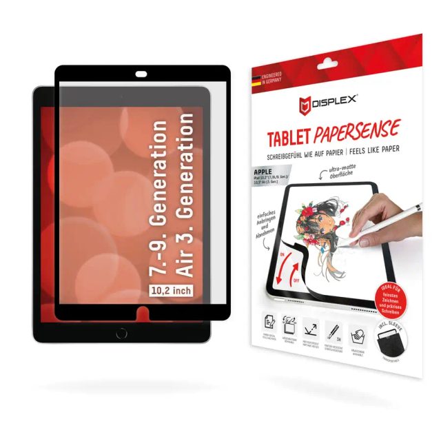 Displex TABLET PAPERSENSE for iPad (7./8./9. Gen.)/Air (3. Gen.), removable writing or drawing film with Paper Feeling