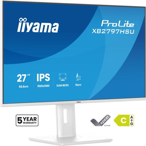 iiyama ProLite XB2797HSU-W1 computer monitor 68.6 cm (27") 1920 x 1080 pixels Full HD LED White