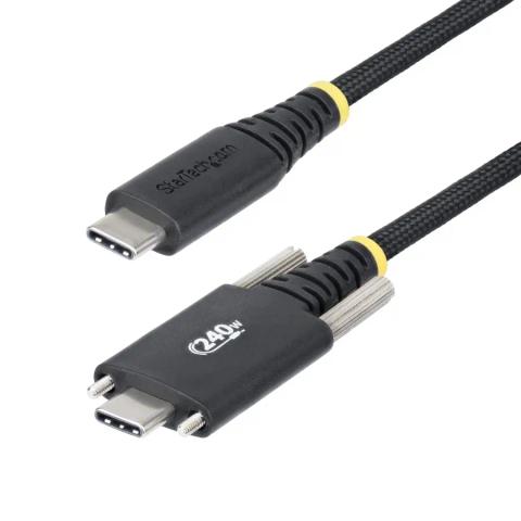 StarTech.com 10ft (3m) USB-C Charging Cable, Durable and Ultra-Flexible, Side Screw Locking, 240W (5A) PD EPR, USB 2.0 Laptop Charger Cable, USB-IF Certified, Rugged USB-C Charging Cord