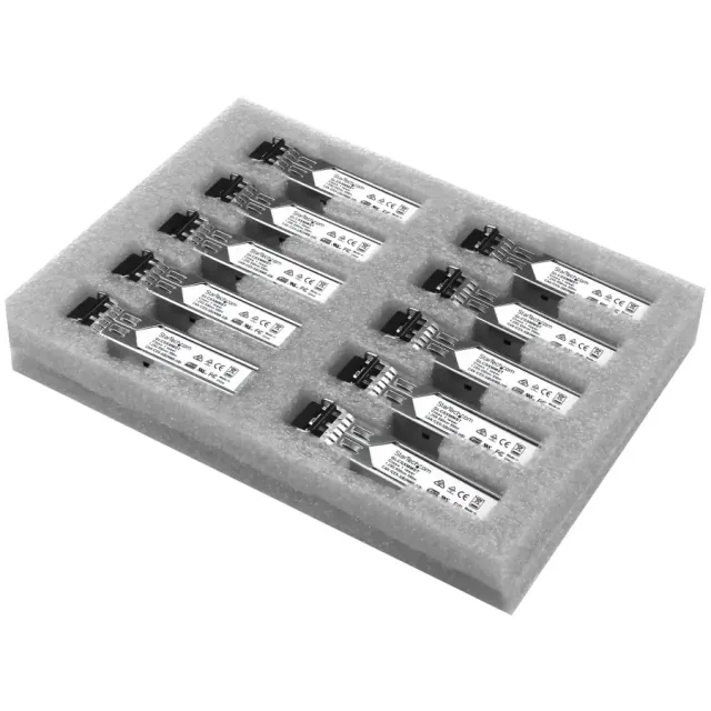 StarTech.com Cisco GLC-SX-MM Compatible SFP Transceiver Module - 1000BASE-SX - 10 Pack~10 Pack Cisco GLC-SX-MM Compatible SFP Module (10 Pack) - 1000BASE-SX - 1GbE Multimode Fiber MMF Optic Transceiver - 1GE Gigabit Ethernet SFP - LC 550m - 850nm - DDM Cisco IE3200, IE3300, ME1200